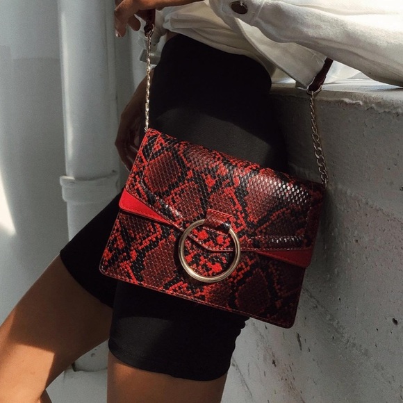 Princess Polly Handbags - Princess Polly Zima Whitmore Red Snakeskin Bag